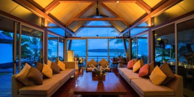 -Nighttime view of living room